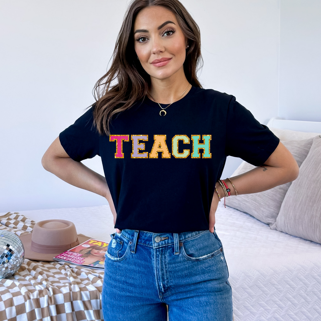 Faux Chenille TEACH Tee