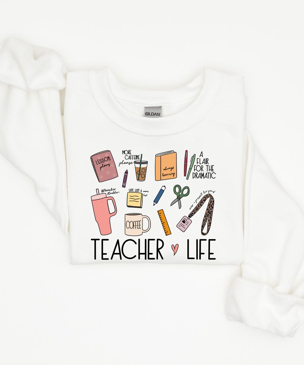 Teacher Life Doodle Crewneck Sweatshirt