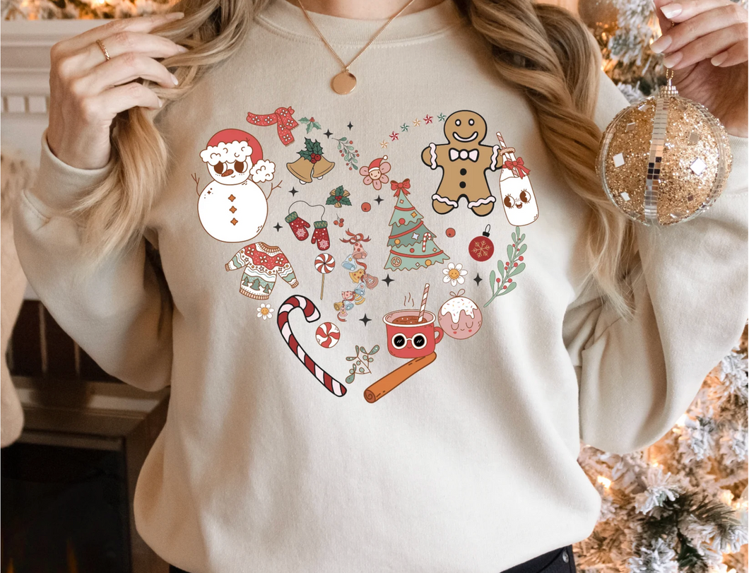 Christmas Doodle Heart Tee